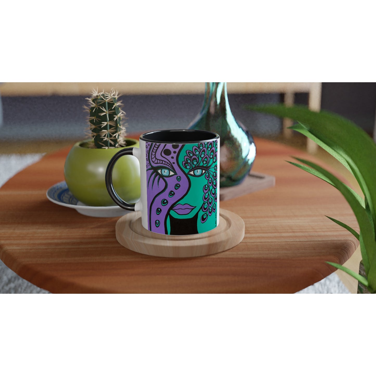 Keramikbecher ZeniArt - Cheetah Woman & Peacock Woman 300 ml