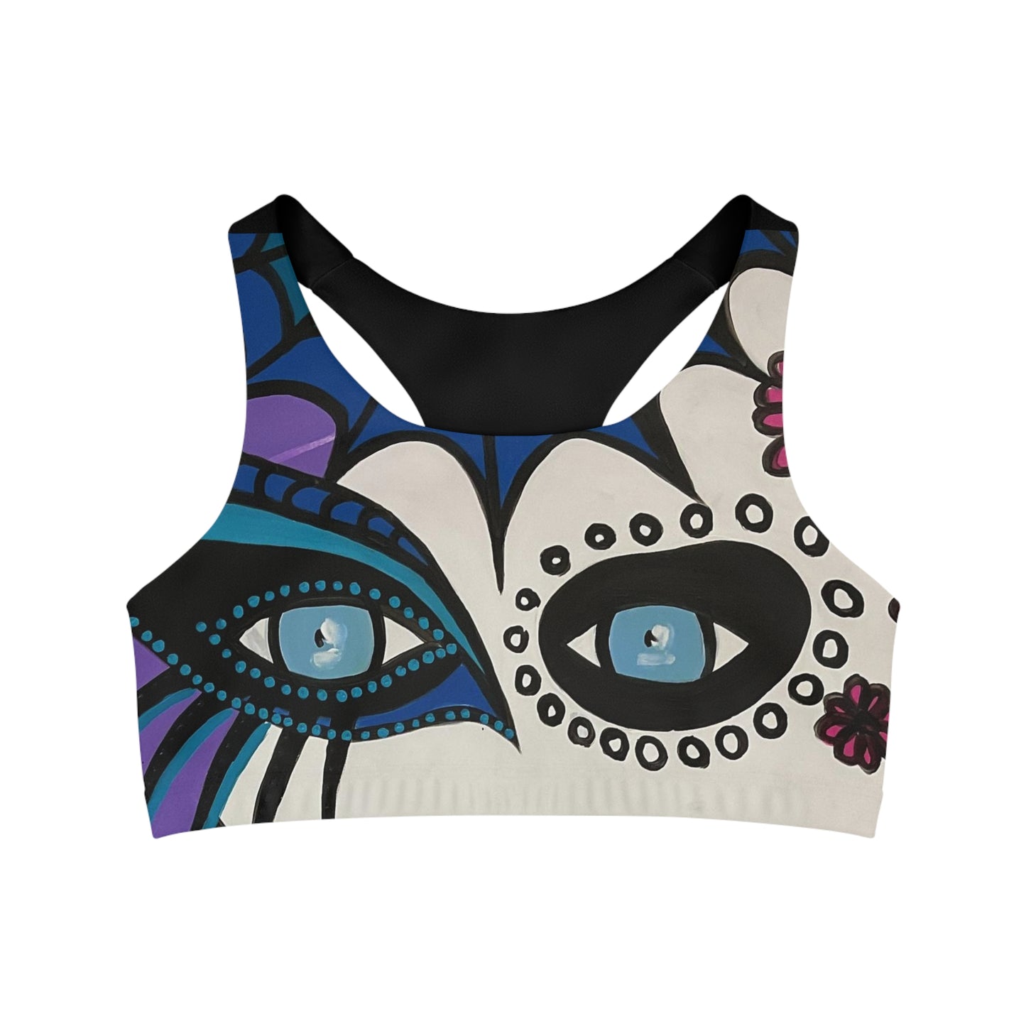 Frontaufnahme des nahtlosen Sports Bra "Mictecacihuatl Woman" der Marke ZeniArt