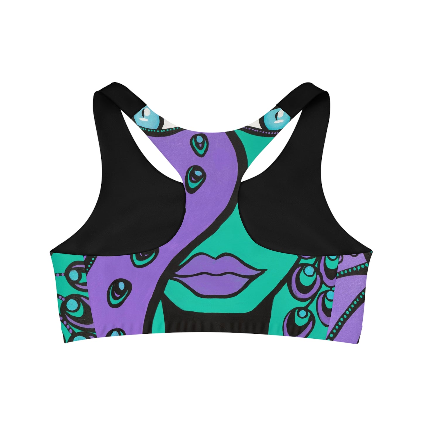 Rückseitenaufnahme des Seamless Sports Bra - Peacock Woman von ZeniArt