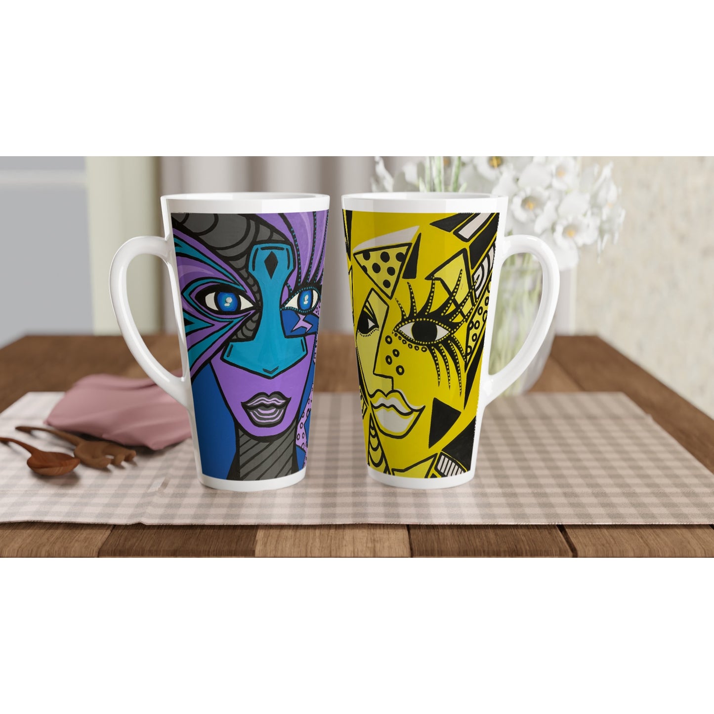 Weiße Latte-Tasse Woman of Thors Hammer/Cheetah Woman 17oz