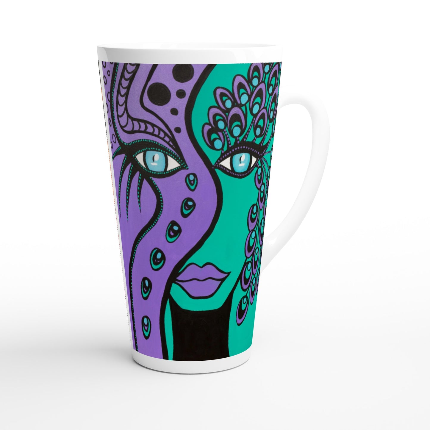 Weiße Latte-Tasse Woman of Lust/Peacock Woman17oz