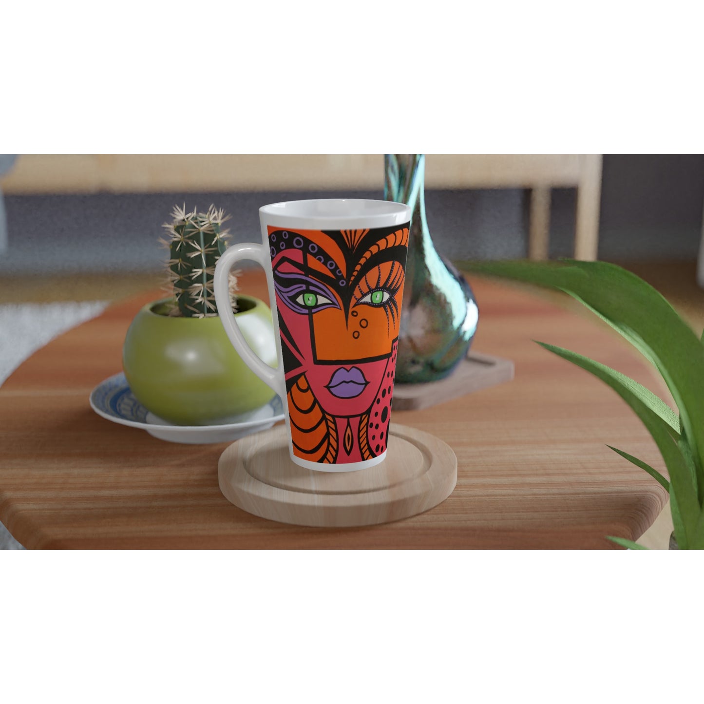 Weiße Latte-Tasse Woman of Lust / Mictecacihuatl Woman 500ml