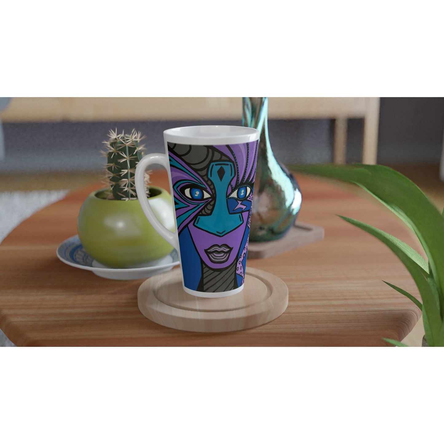 Weiße Latte-Tasse Woman of Thors Hammer/Cheetah Woman 17oz