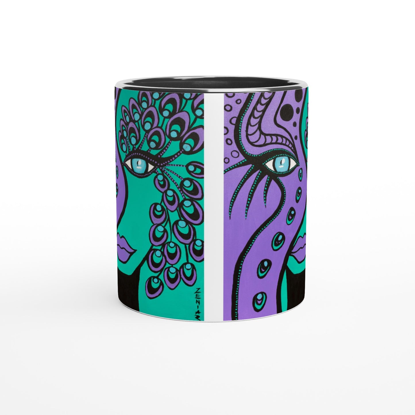vordere Aufnahme der Peacock Woman Tasse