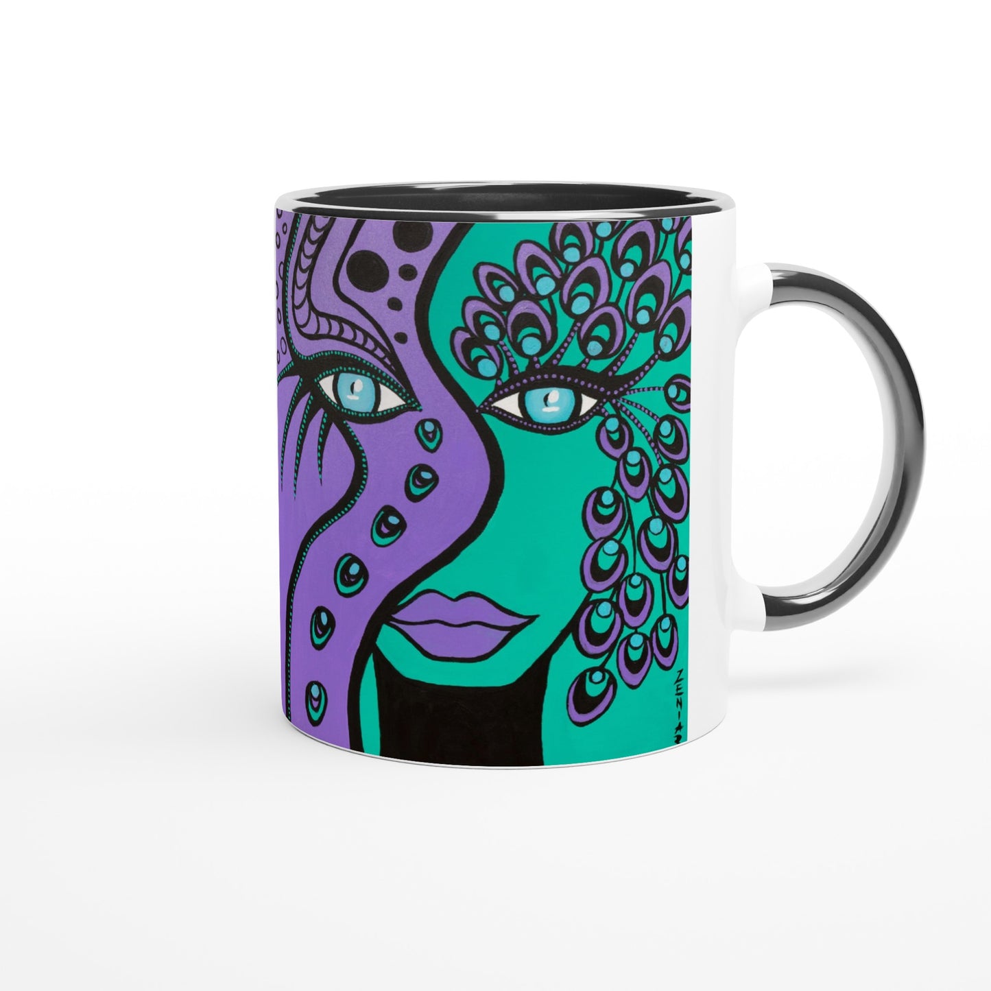 Aufnahme der rechten seite der Peacock Woman Tasse von ZeniArt