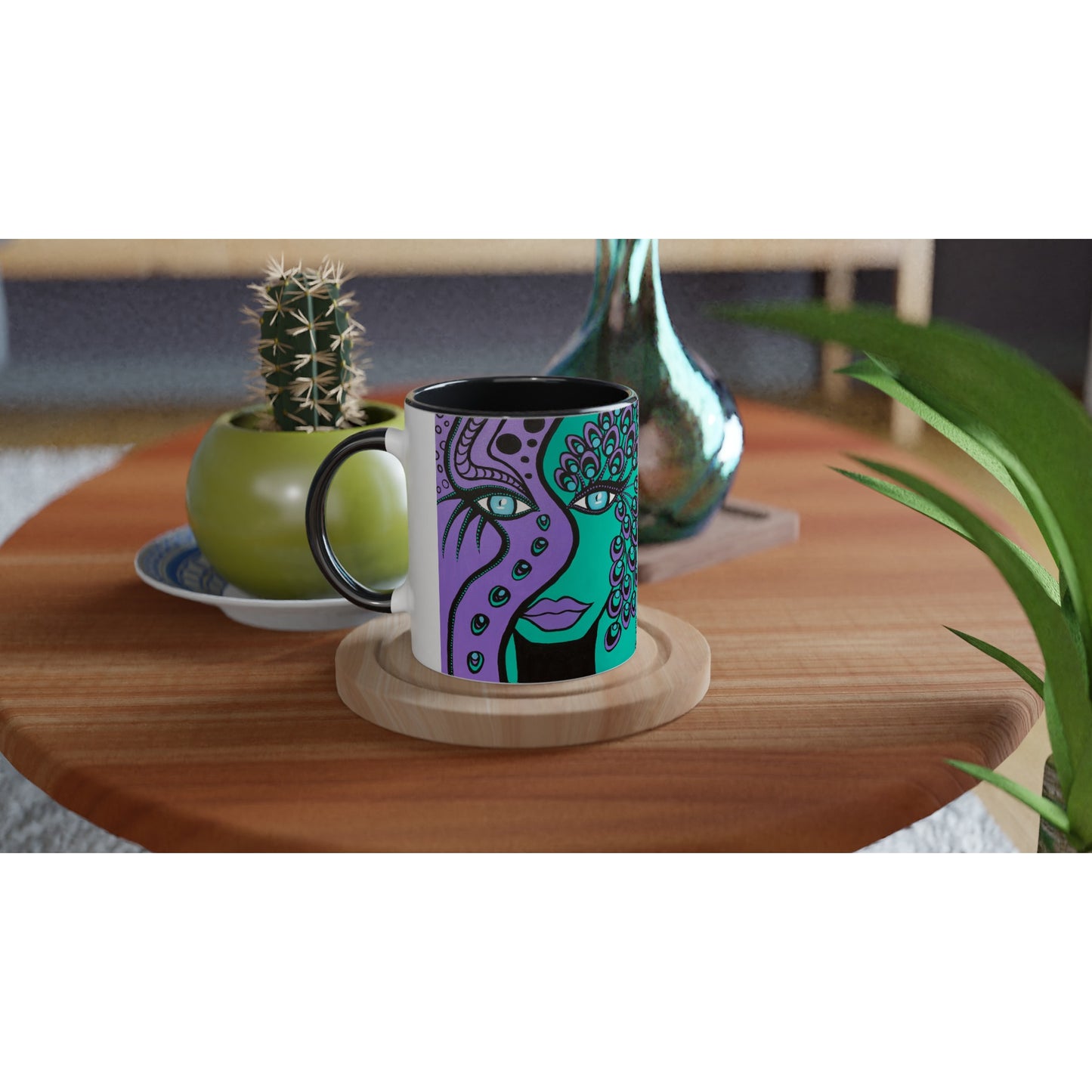 Keramikbecher ZeniArt - Peacock Woman 300 ml