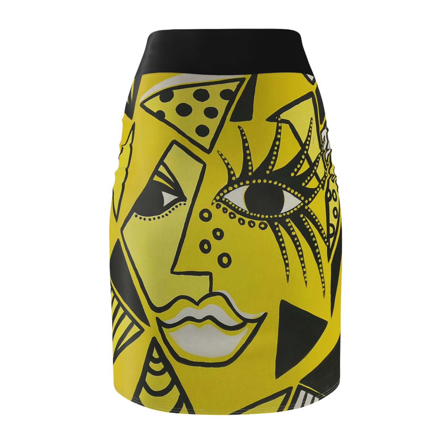 Aufnahme des außergewöhnlichen zwei motivigen Bleistiftrock der Marke ZeniArt, zu sehen ist das Diva Motiv Cheetah Womanock