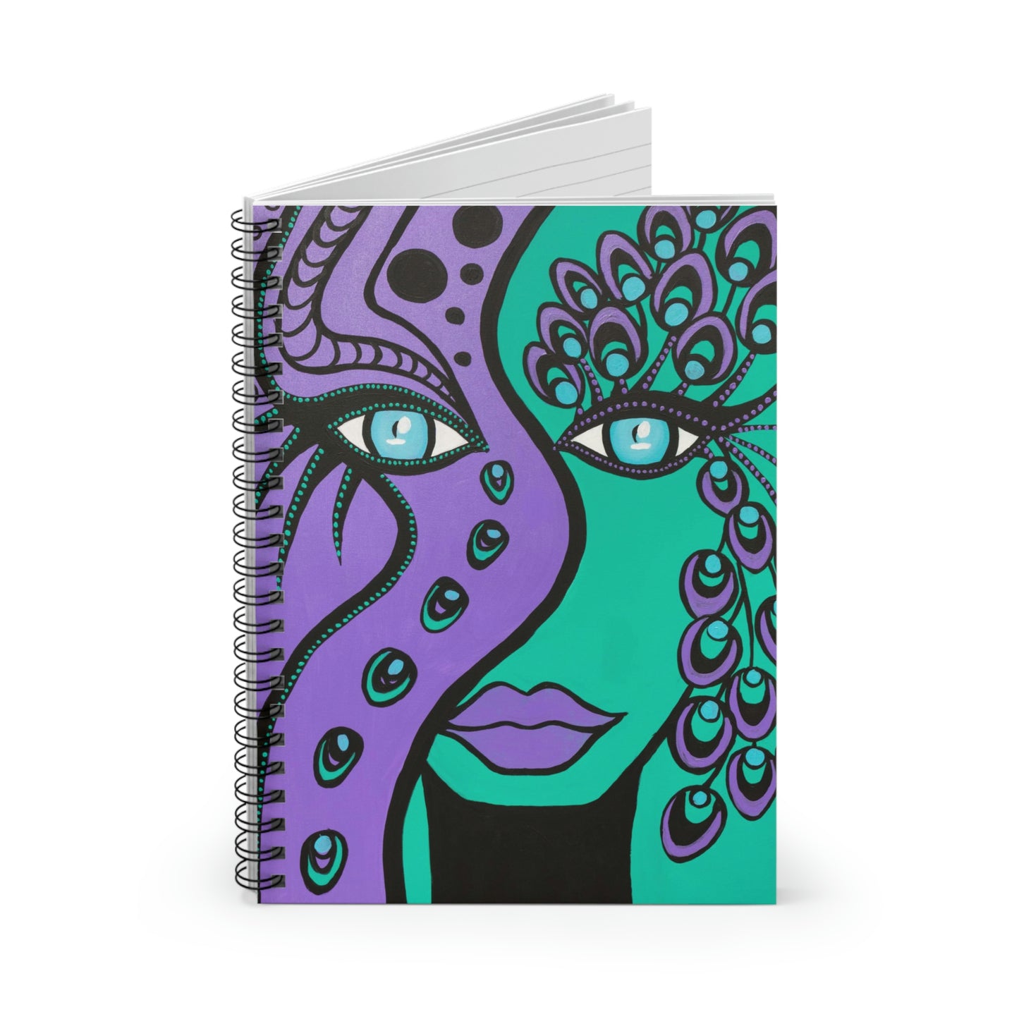 liniertes Spiralnotizbuch Peacock Woman