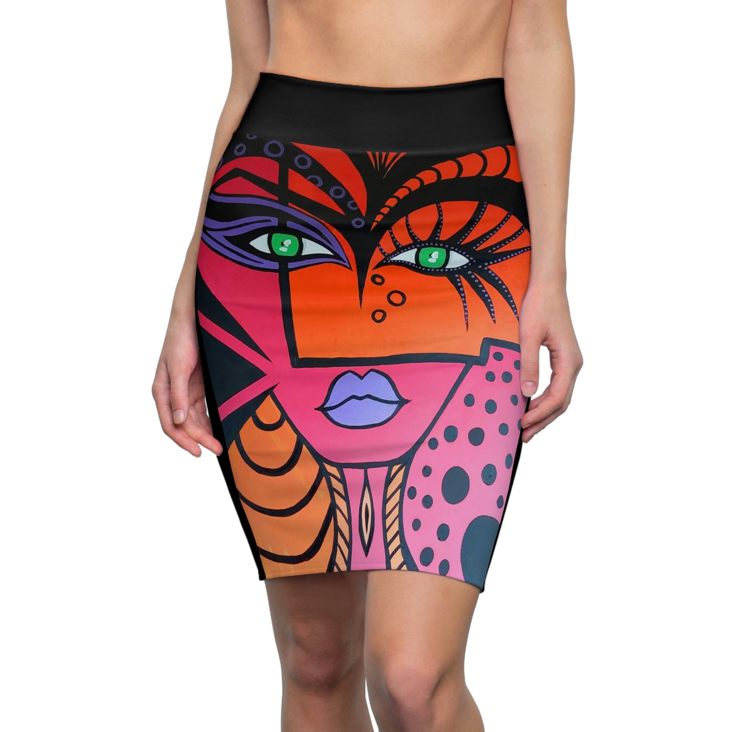 vordere Ansicht des Bleistiftrock Woman Of Lust/Cobra Woman der Marke ZeniArt, von einem Modell getragen