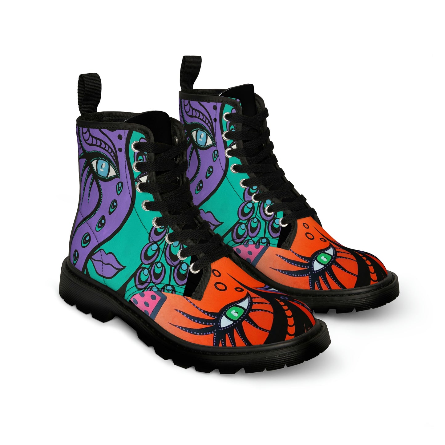 seitliche Frontperspektive der ZeniArt boots Peacock Woman und Woman Of Lust