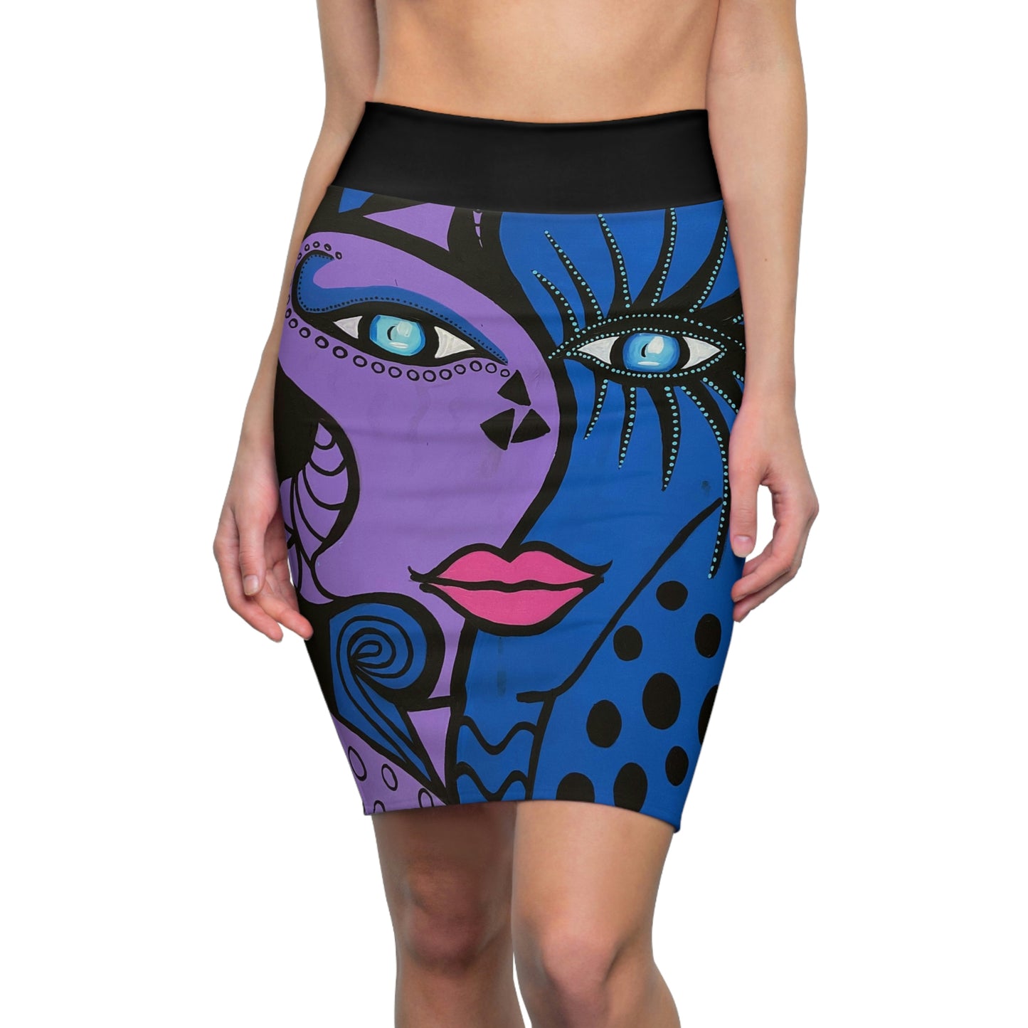 Vorderansicht des Bleistiftrocks Cobra/Cheetah Woman der Marke ZeniArt, dieser wird von einem Modell getragen