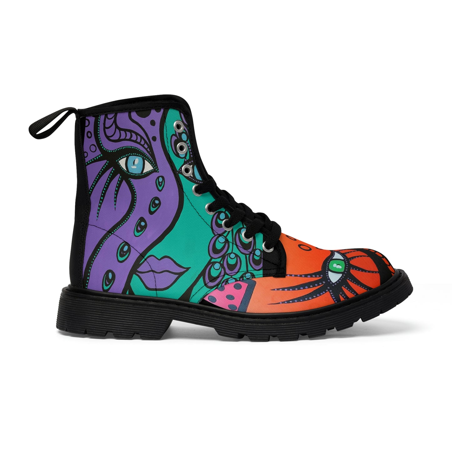 Außenseite des rechtens Women's Canvas Boots Motiv Cheeath Woman, Peacock Woman, Woman Of Lust
