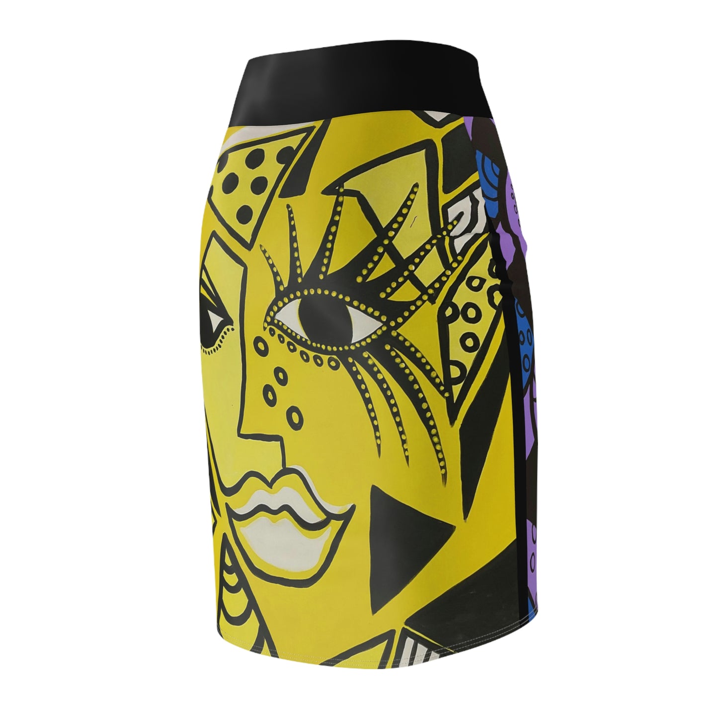 leicht seitliche Aufnahme aus der Sicht des Motives Cheetah Woman des Bleistiftrocks Cobra/Cheetah Woman von ZeniArt