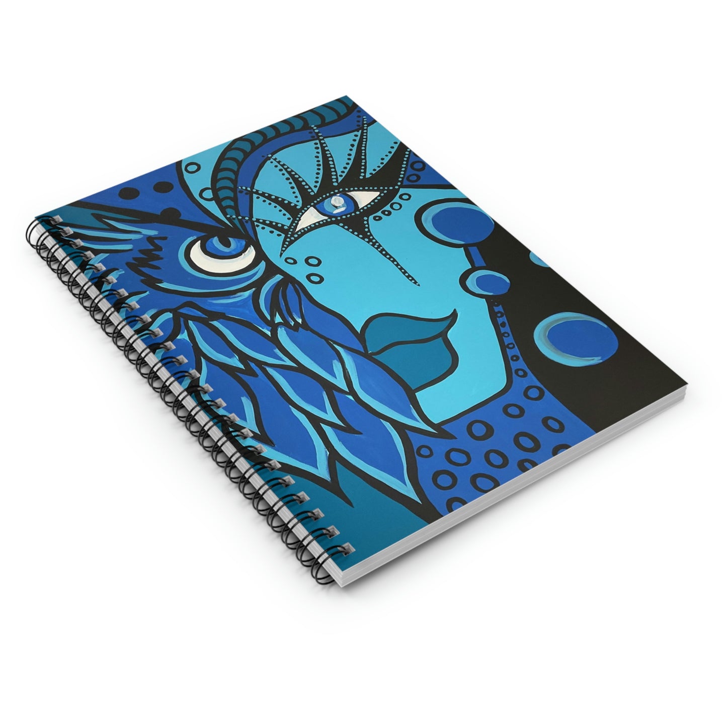 liniertes Spiralnotizbuch Blue Owl Woman