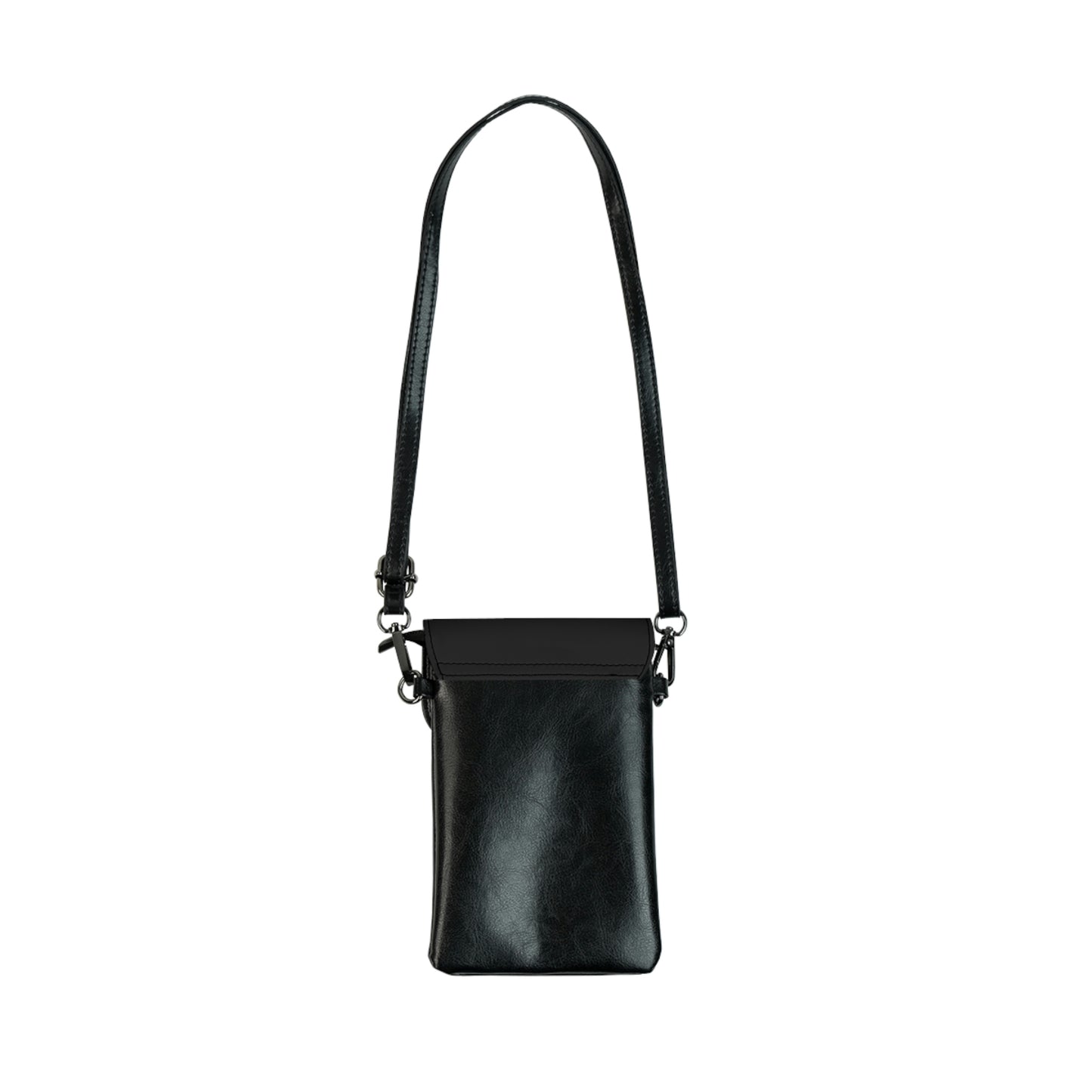 Rückseite einer Handytasche mit schwarzem Riemen