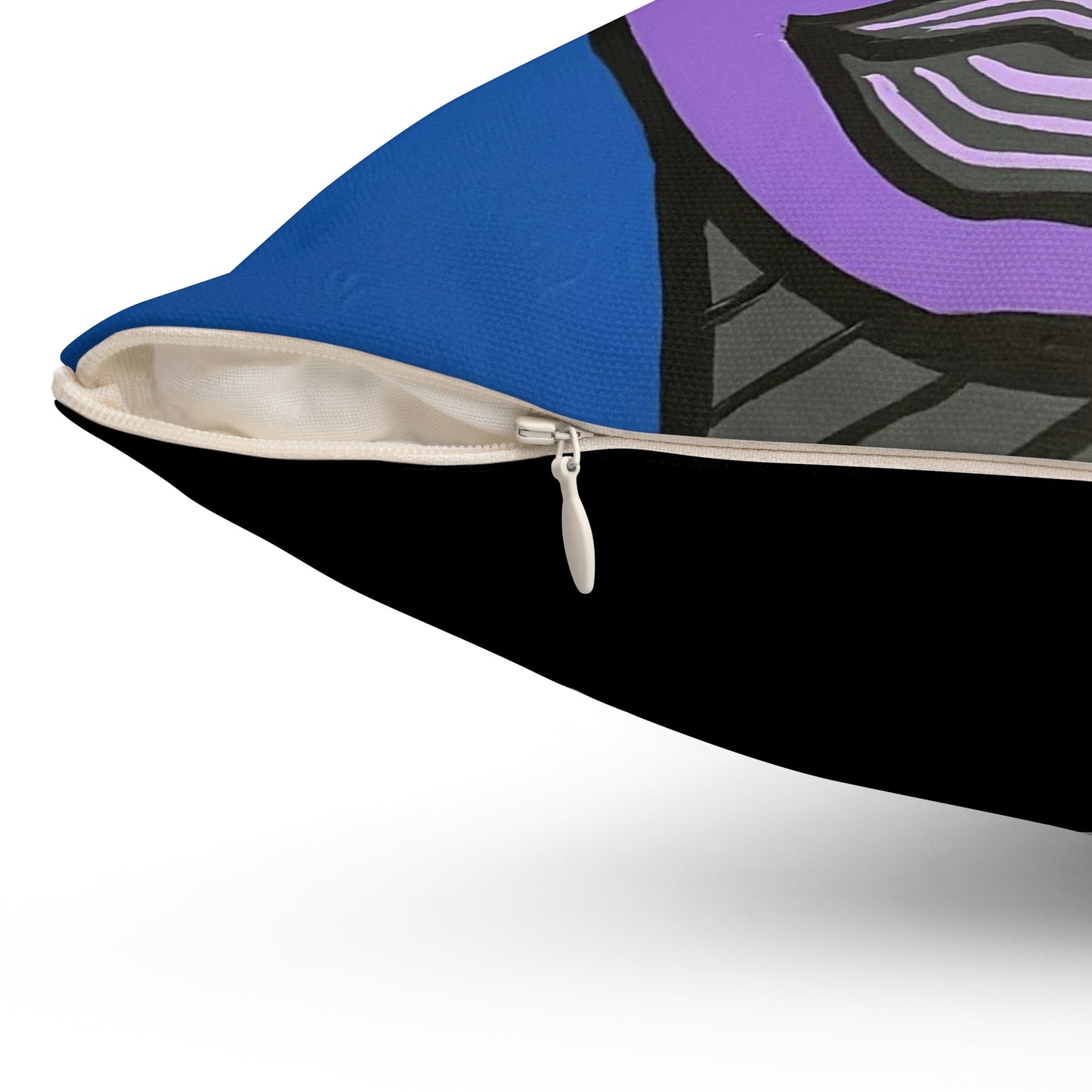 Auf diesn Bild ist der Reisverschluss und die Füllen eines Kissens der Marke ZeniArt zu sehen