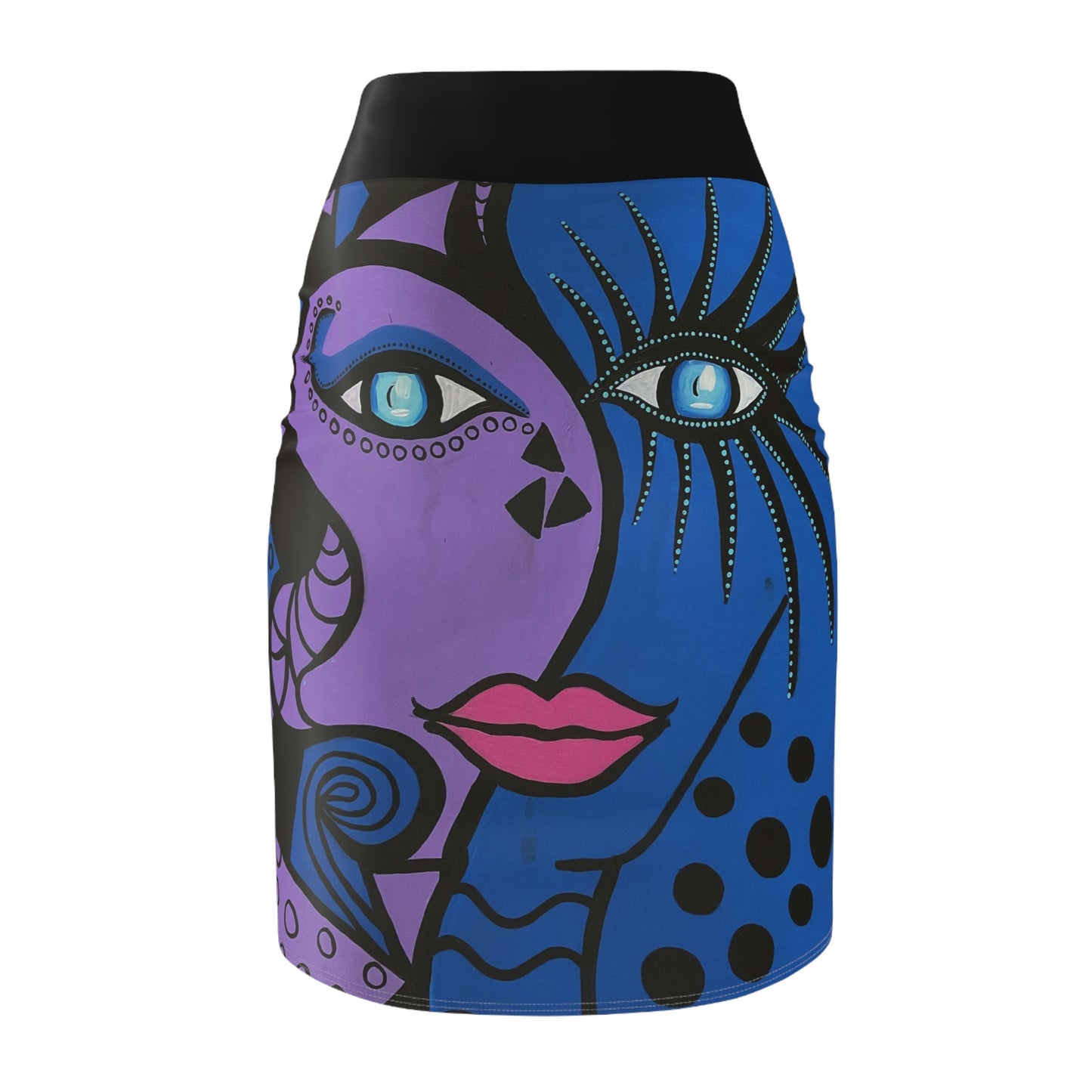 Rückseite des Bleistiftsrock mit Zwei Motiven von ZeniArt, zu sehen ist "Cobra Woman"