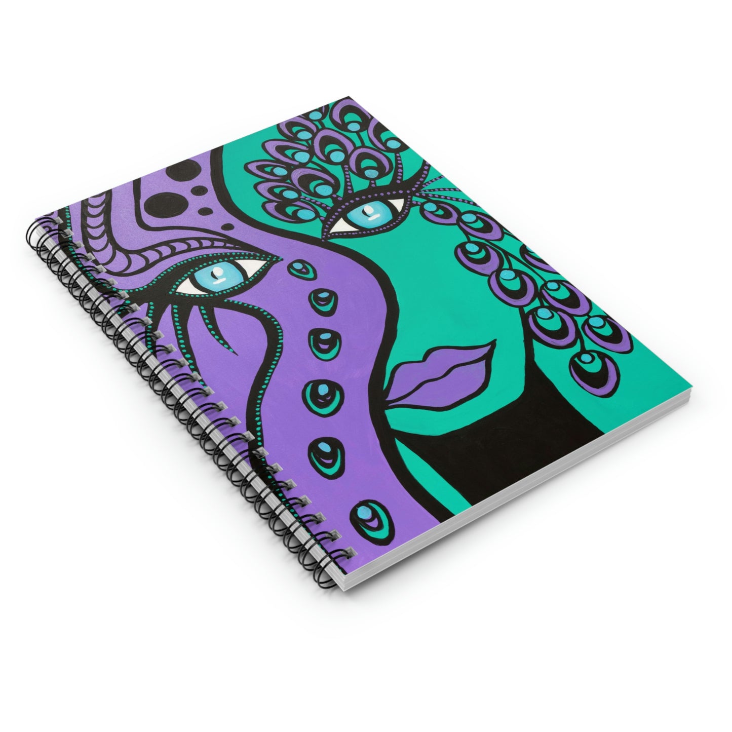 liniertes Spiralnotizbuch Peacock Woman