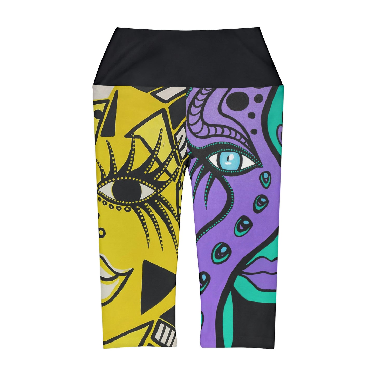 Yoga Capri Leggings ZeniArt - Peacock und Cheetah Woman 2D Ansicht Rückseite