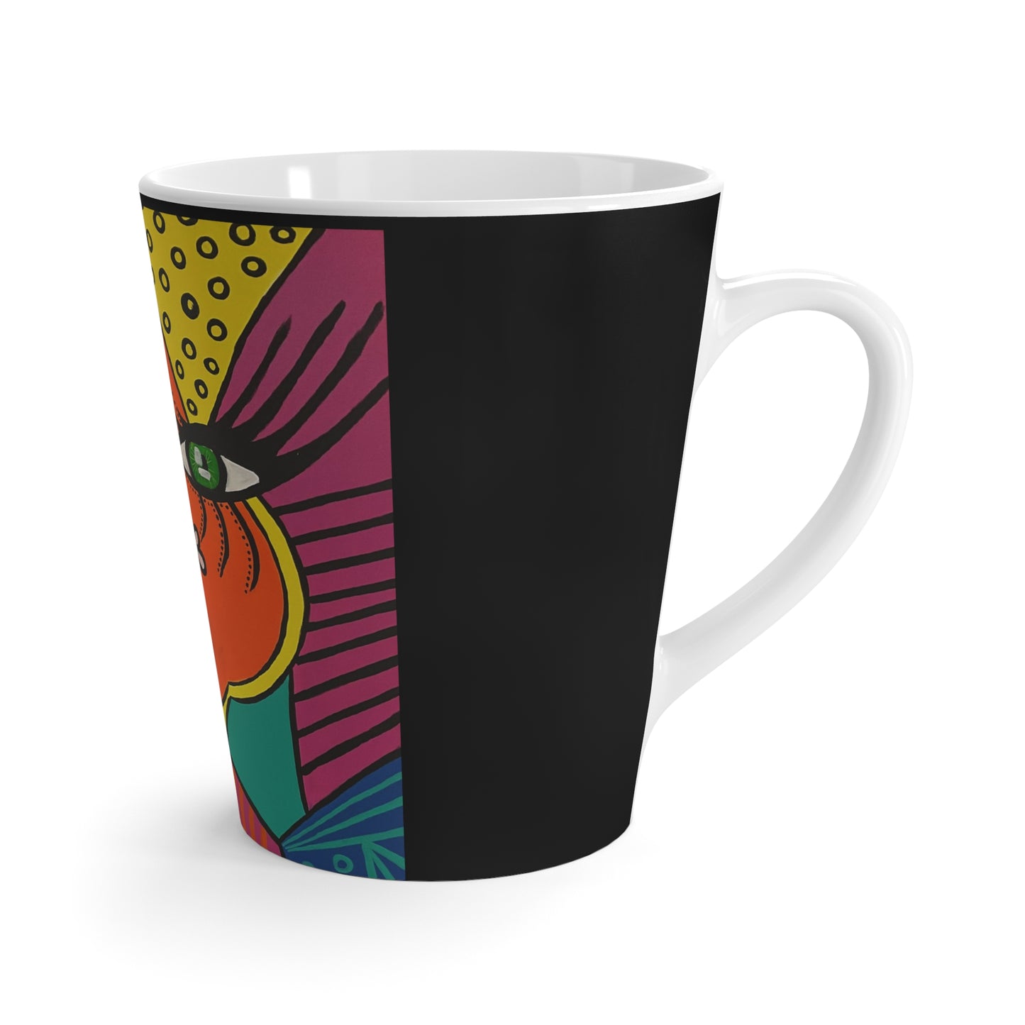 Aufnahme der Orange Woman Lattetasse von ZeniArt rechte Seite