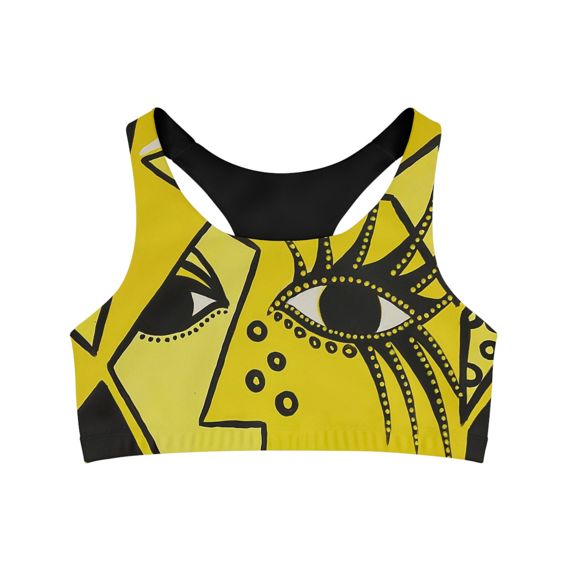 vordere Ansicht des nahtlosen Sports Bra - Cheetah Woman der Marke ZeniArt