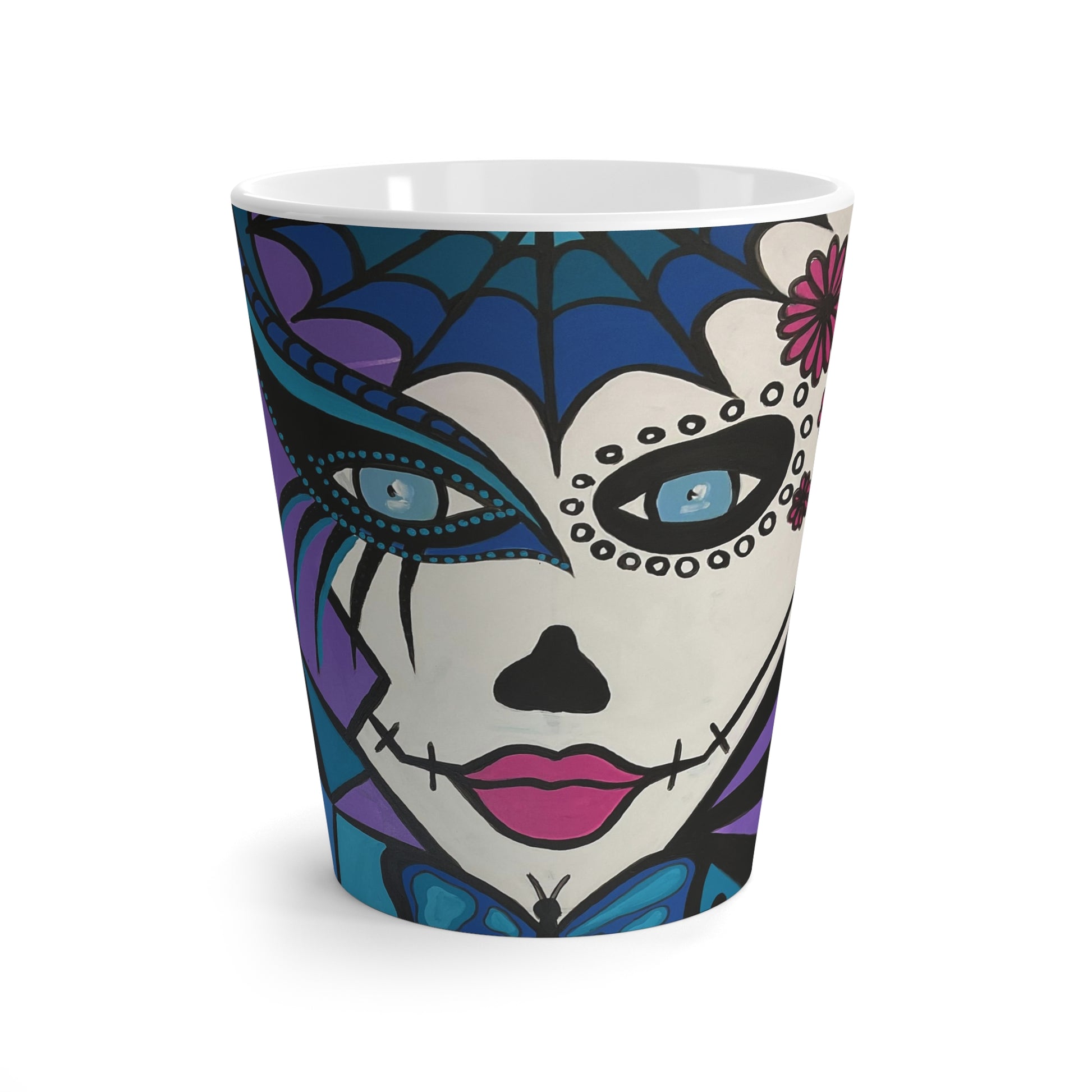 Ansicht der Mictecacihuatl Woman Lattetasse von vorne