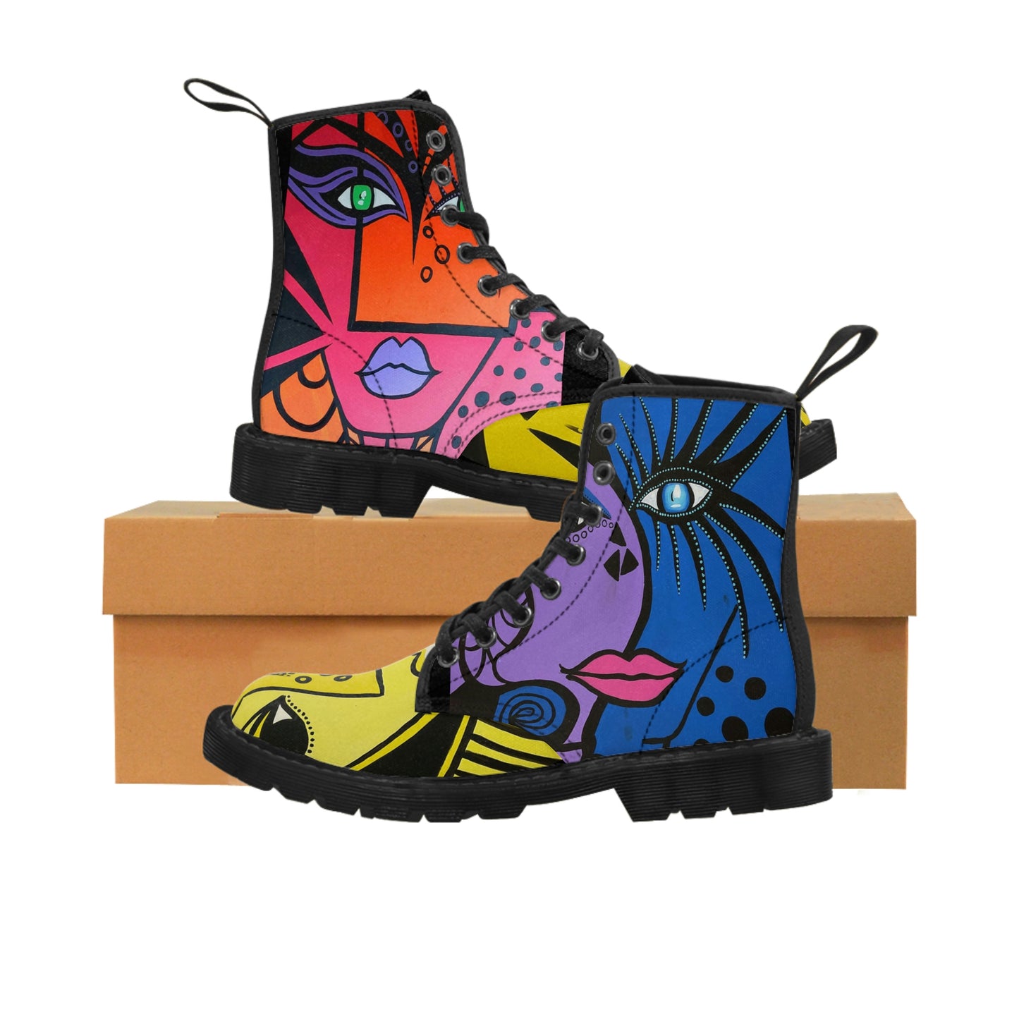 seitlichliche Aufnahme der Außenseiten vom klassischen Canvas Boots Damen - Cheetah-, Cobra Woman, Woman of Lust der Marke ZeniArt