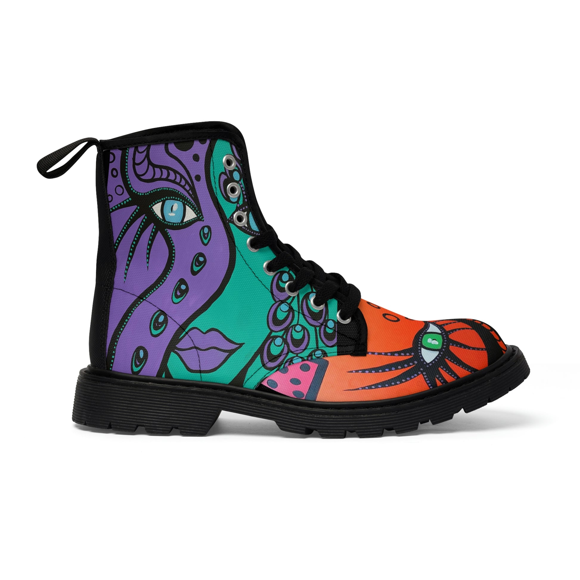 Außenseite des rechtens Women's Canvas Boots Motiv Cheeath Woman, Peacock Woman, Woman Of Lust