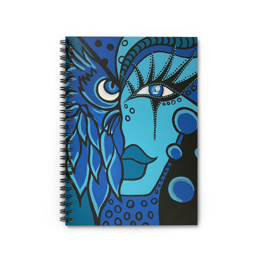 liniertes Spiralnotizbuch Blue Owl Woman