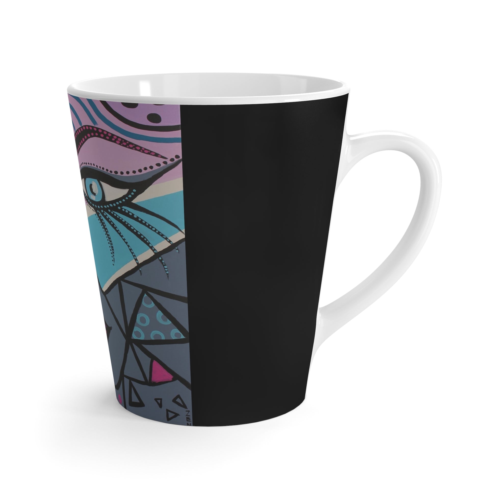 rechte Ansicht der Mirror Woman Lattetasse von ZeniArt