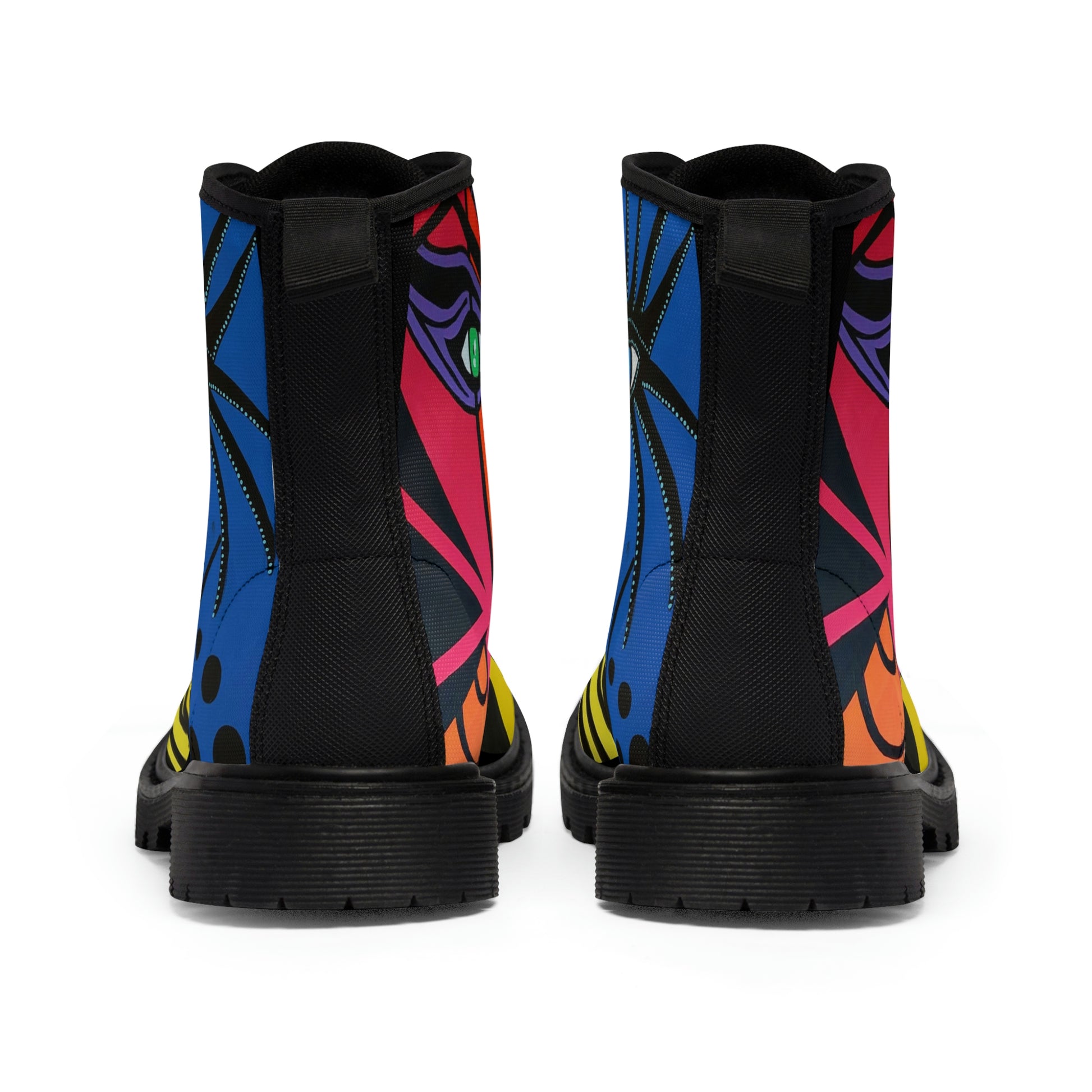 klassische Canvas Boots Damen ZeniArt- Cheetah-, Cobra Woman, Woman of Lust von hinten. Gut zu sehen ist die schwarze Schlaufe