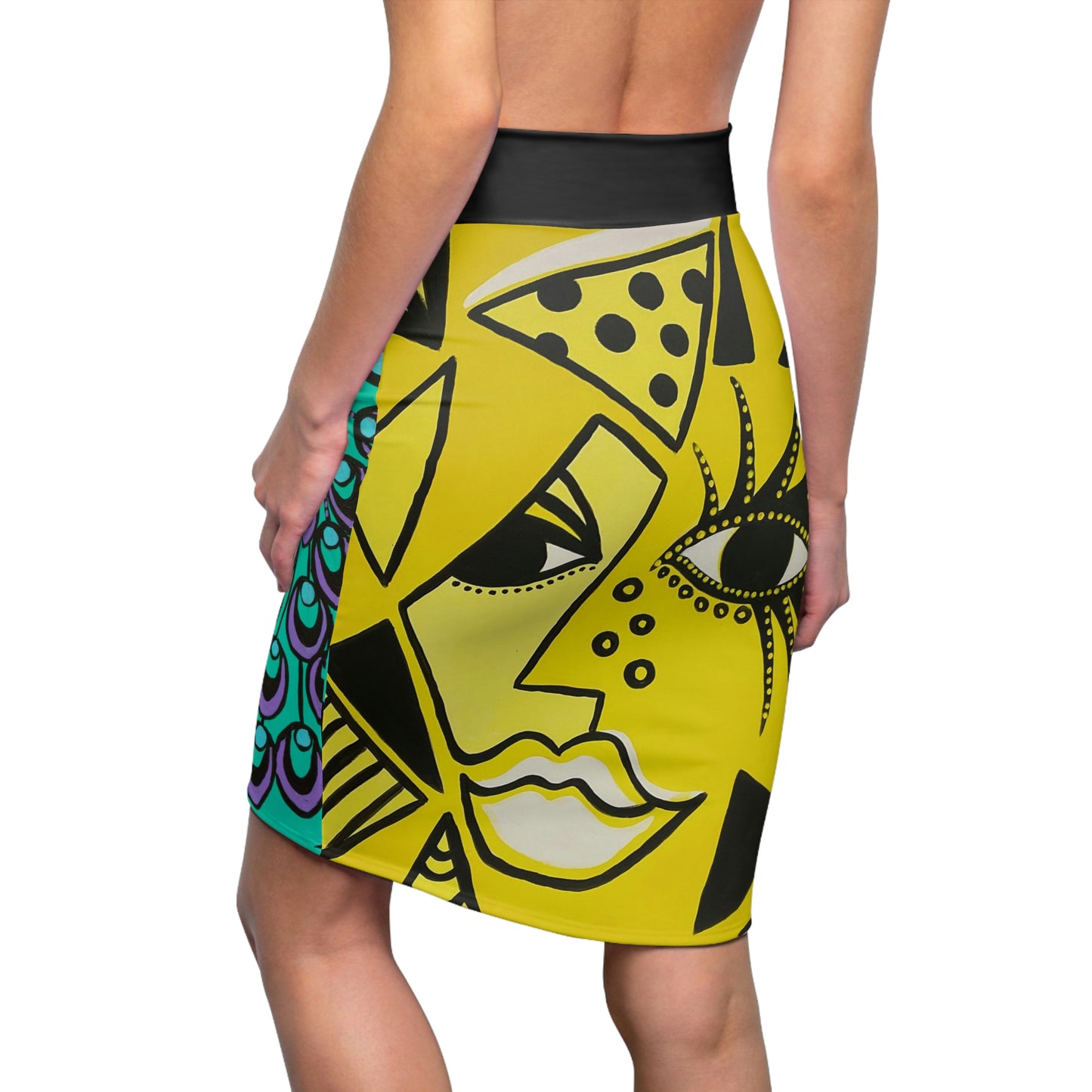 Bleistiftrock Peacock/Cheetah Woman