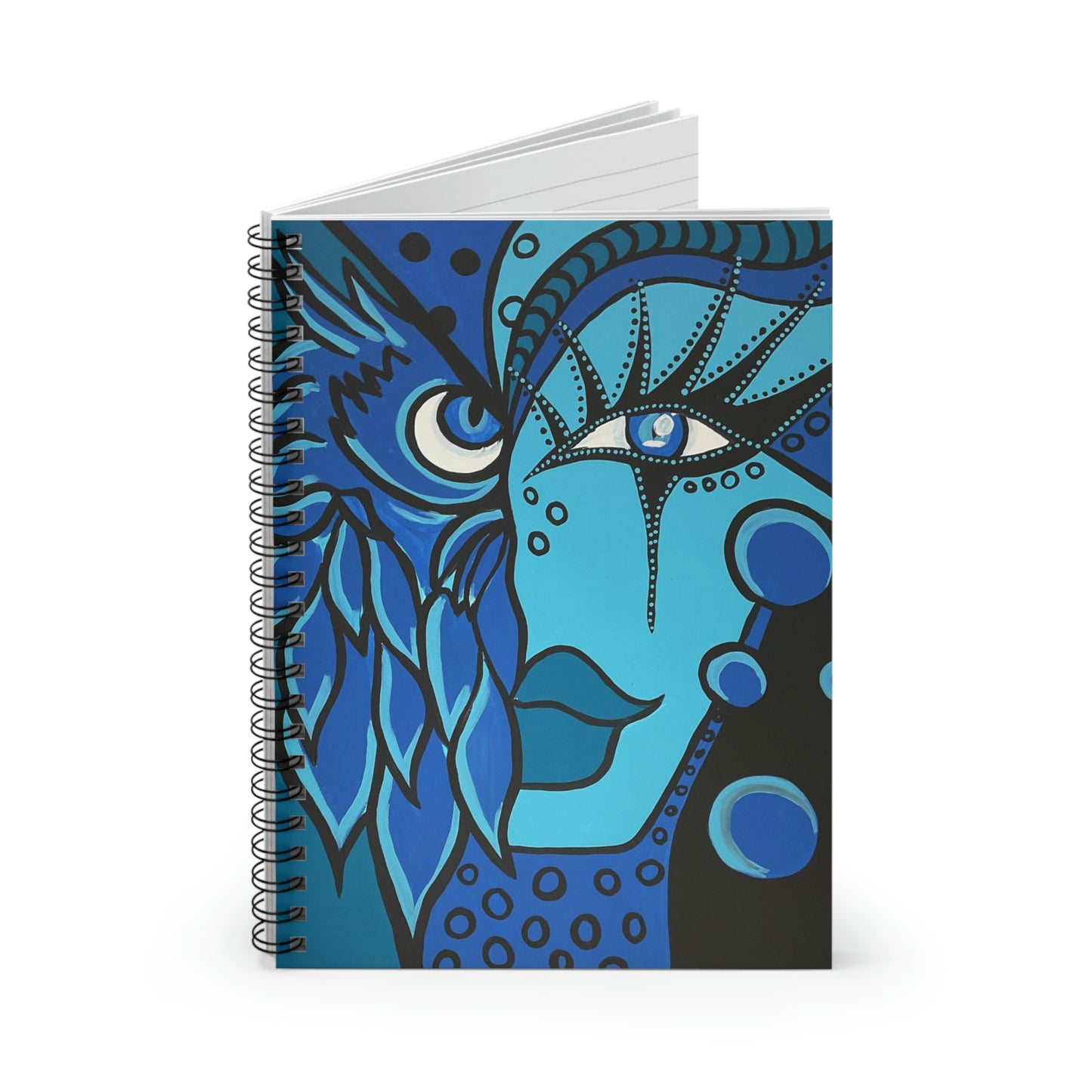 liniertes Spiralnotizbuch Blue Owl Woman