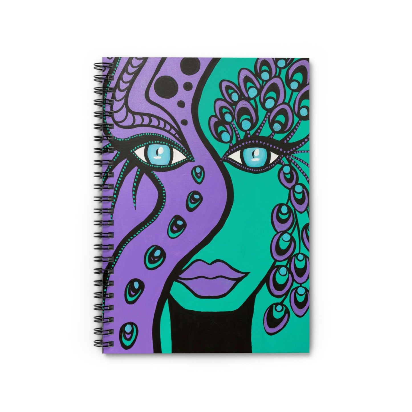 liniertes Spiralnotizbuch Peacock Woman