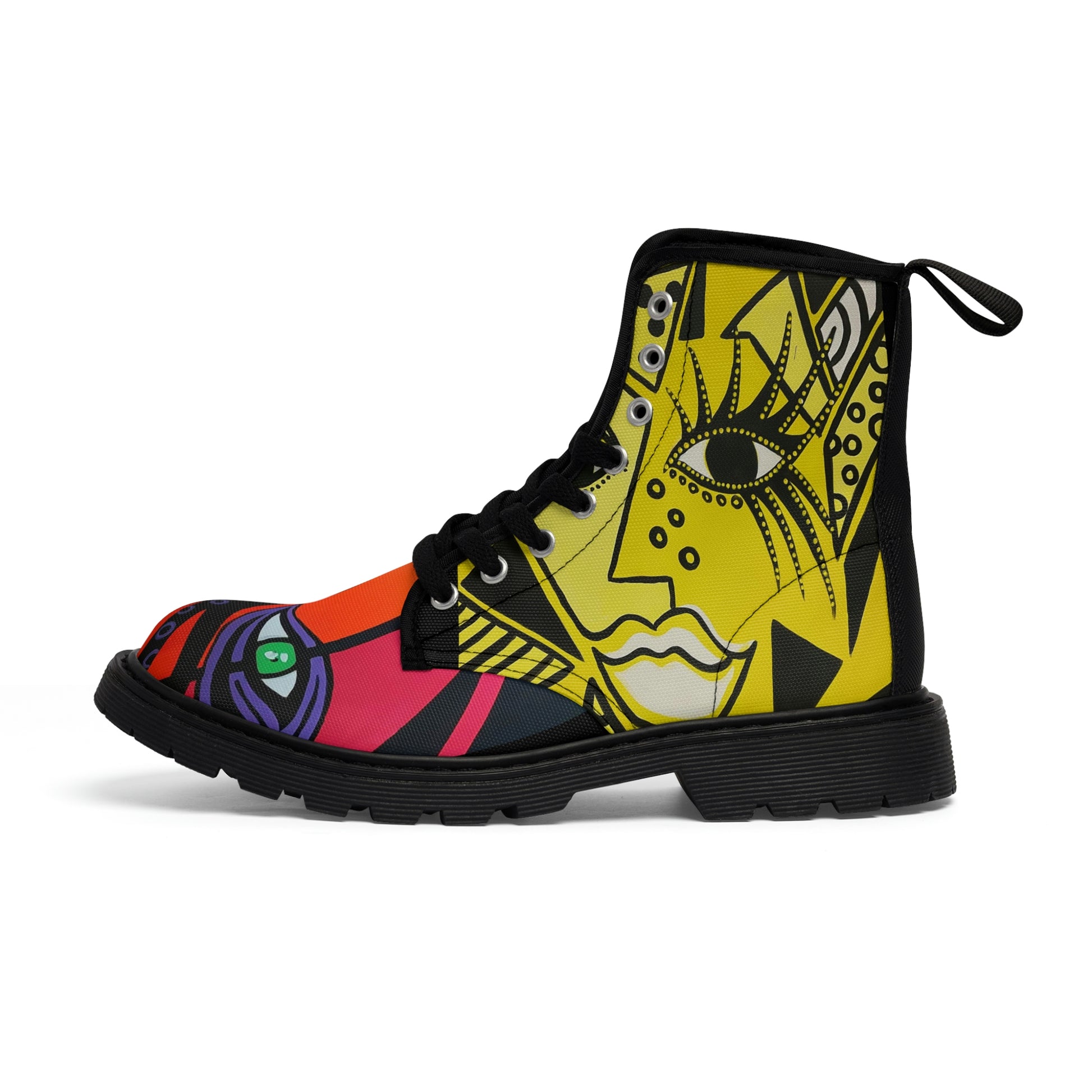 Ansicht der Außenseite des linken Women's Canvas Boots Motiv Cheeath Woman, Peacock Woman, Woman Of Lust der Marke ZeniArt