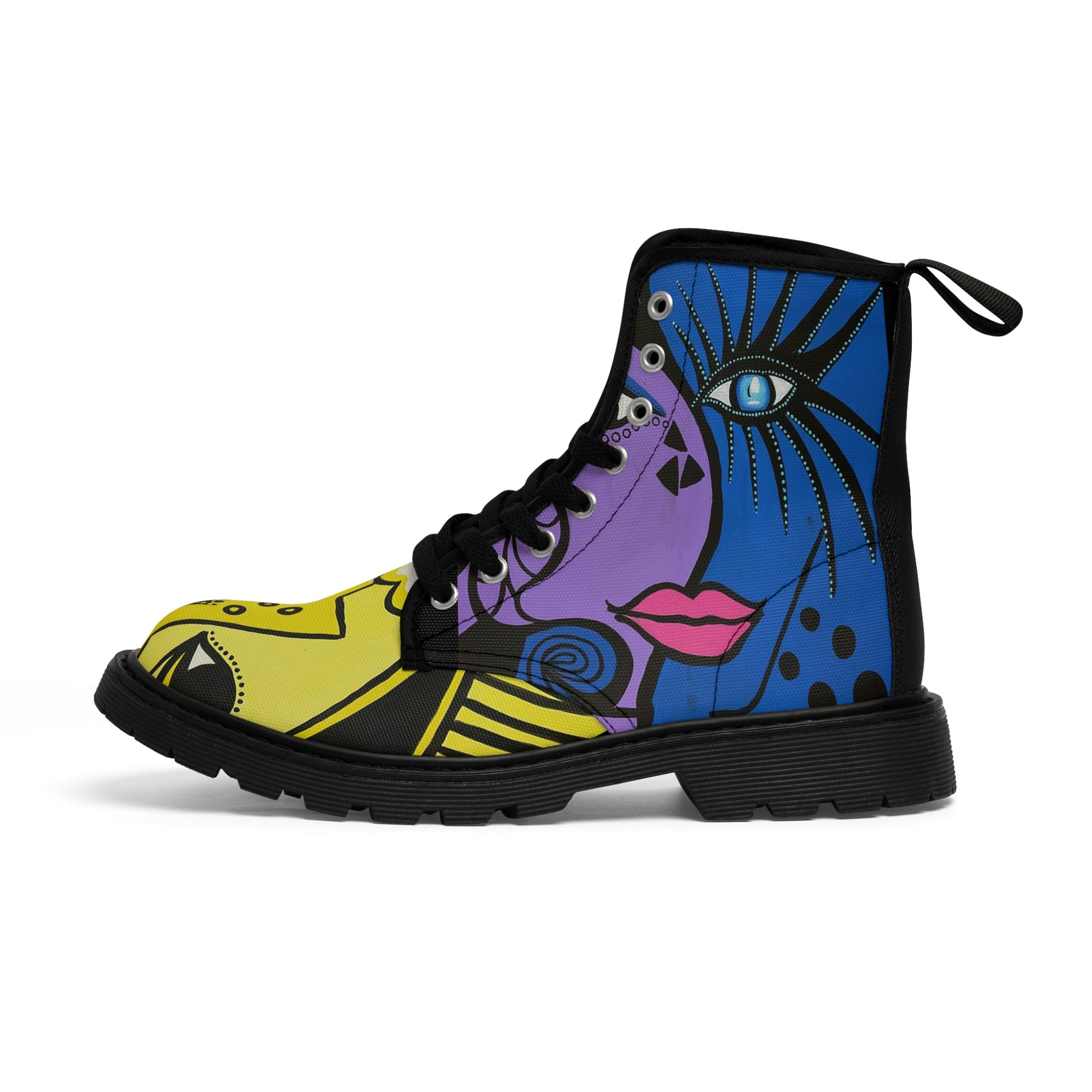 Aufnahme der des rechten Boots von ZeniArt. Bedruckt ist der Hals mit dem Motiv Cobra Woman und die Schuhspitze mit Cheetah Woman