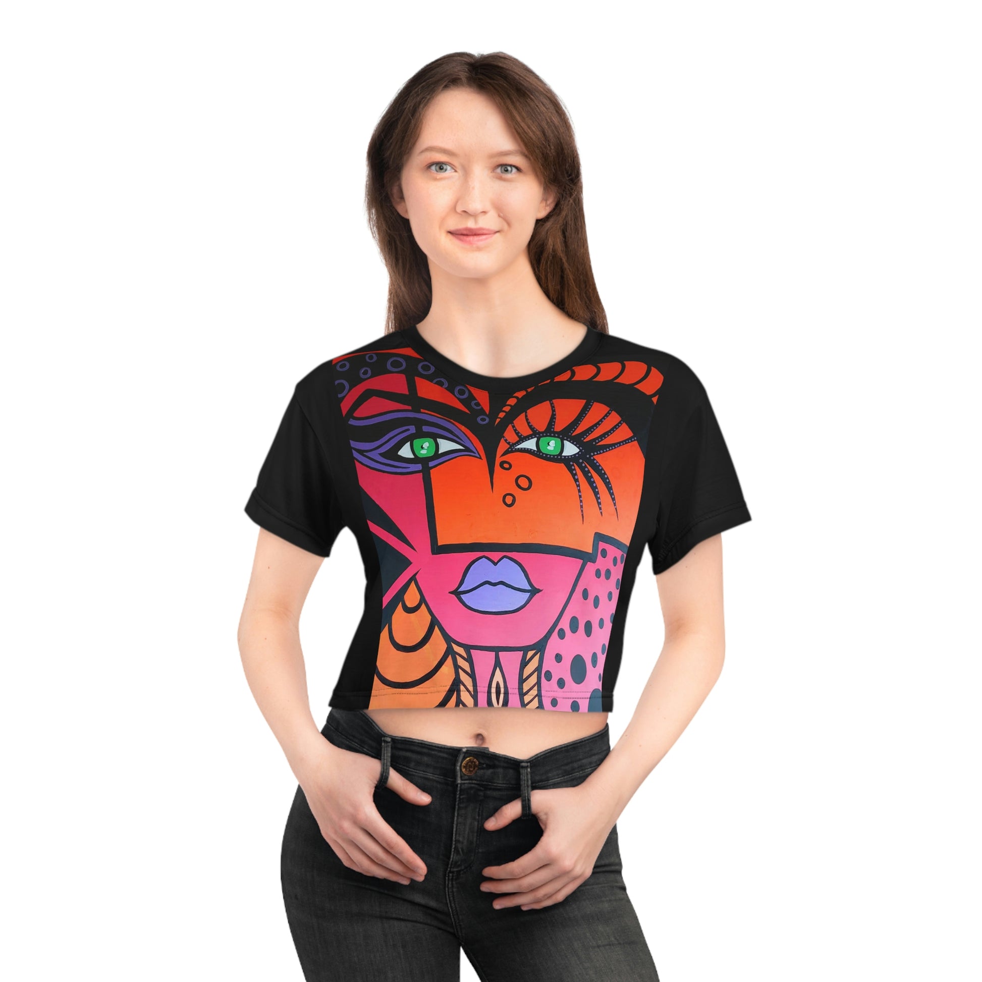 Frontansicht eines Models mit dem Crop Top, - Woman Of Lust, der Marke ZeniArt